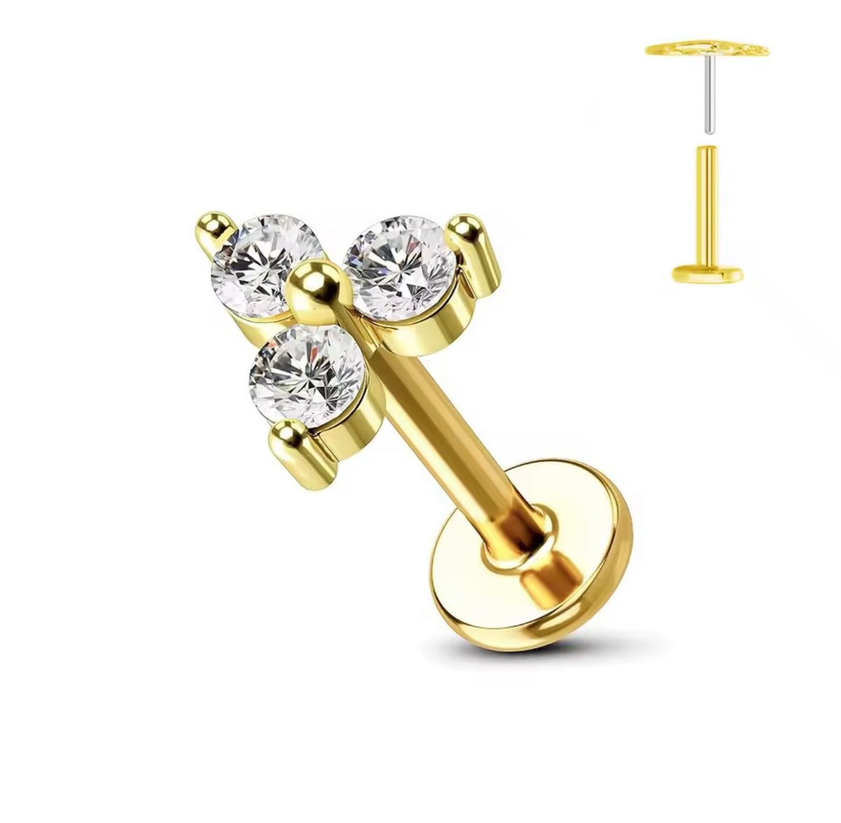Crystal Triangle Flat Back Stud
