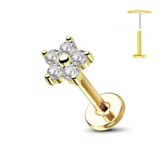 Crystal Flower Flat Back Stud