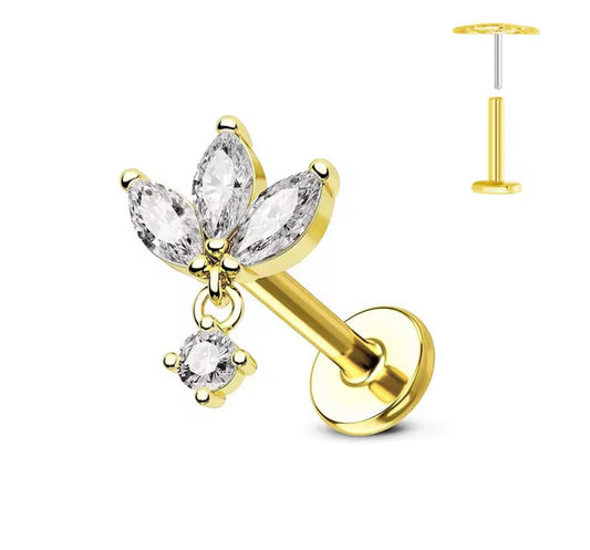Dangle Crystal Lotus Flat Back