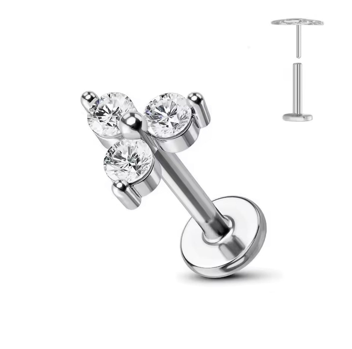 Crystal Triangle Flat Back Stud