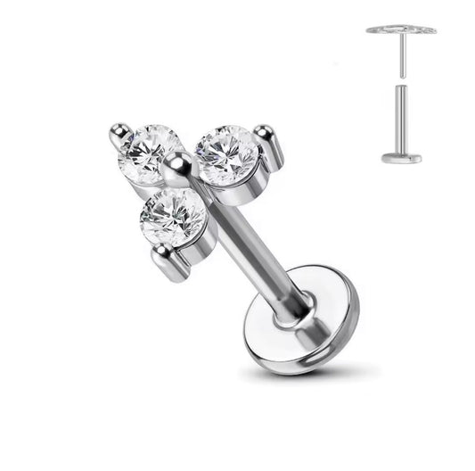 Crystal Triangle Flat Back Stud