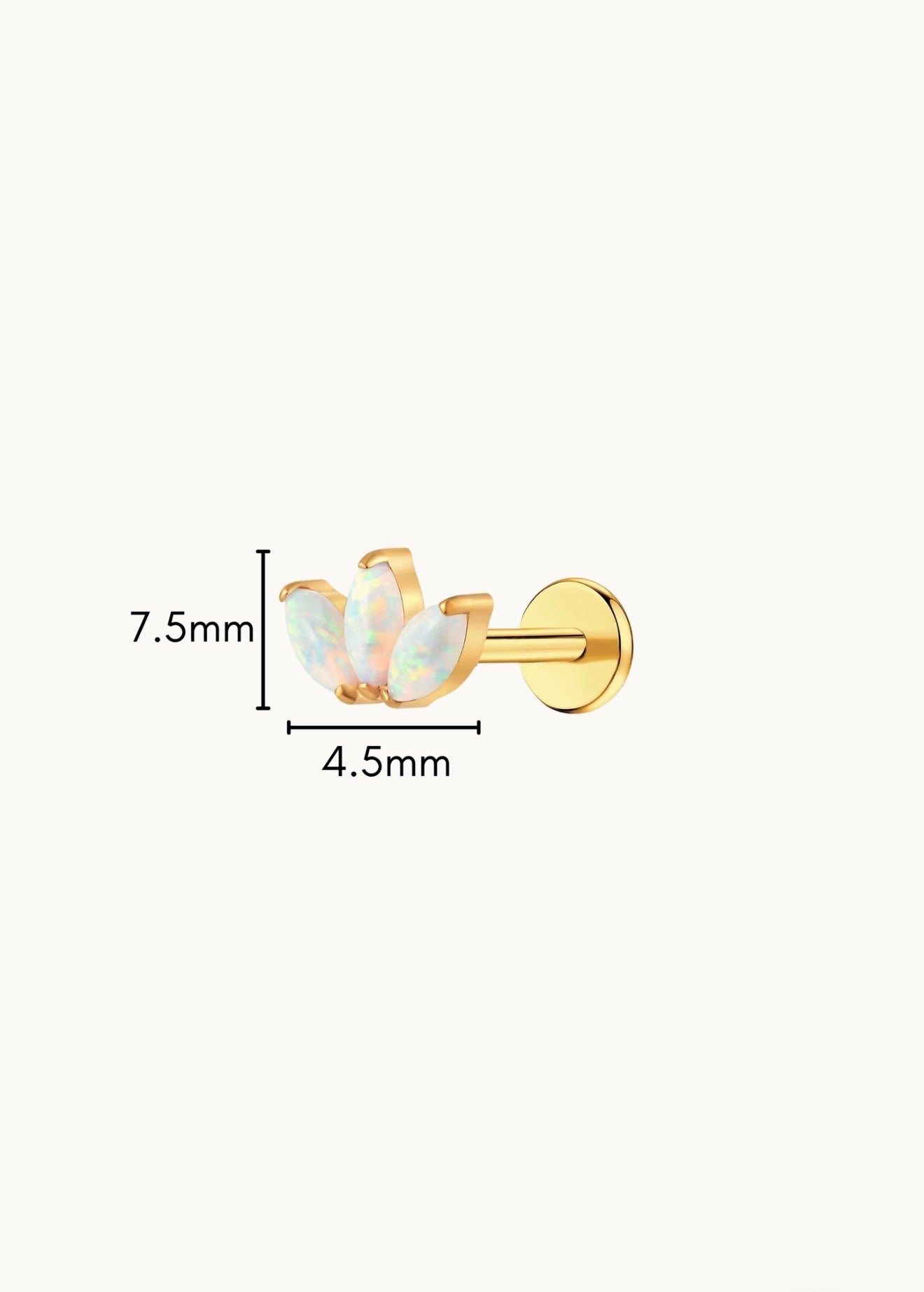 Opal Crown Jewel Flat Back Stud