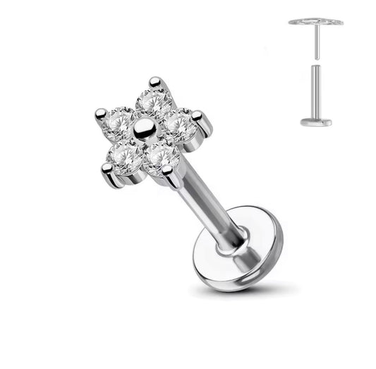 Crystal Flower Flat Back Stud
