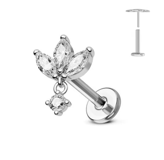 Dangle Crystal Lotus Flat Back