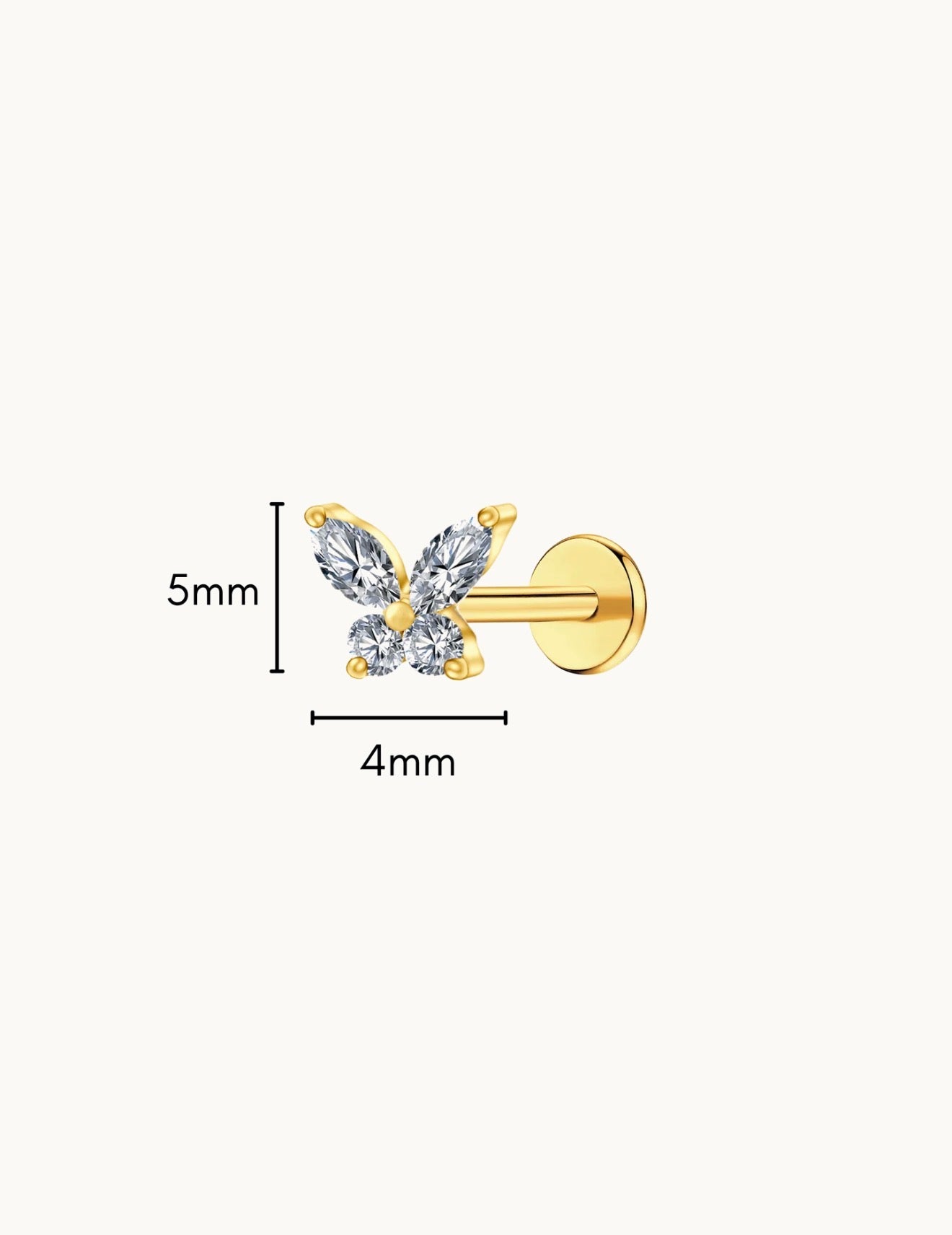 Crystal Butterfly Flat Back Stud