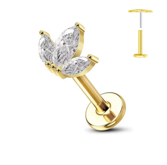 3 Lotus Flat Back Stud
