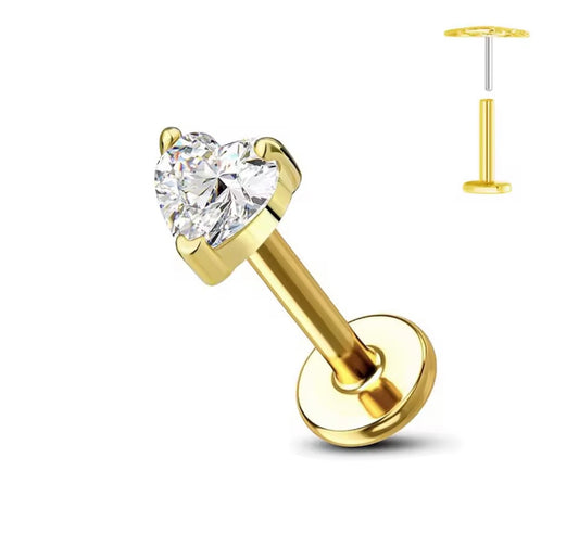 Crystal Heart Flat Back Stud